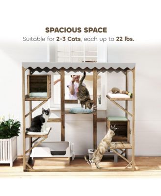 59" Catio Outdoor Cat Enclosure, Wooden Window Cat House,
