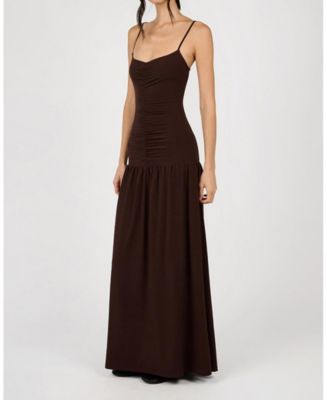 Ruched Front Scoop Maxi Dress