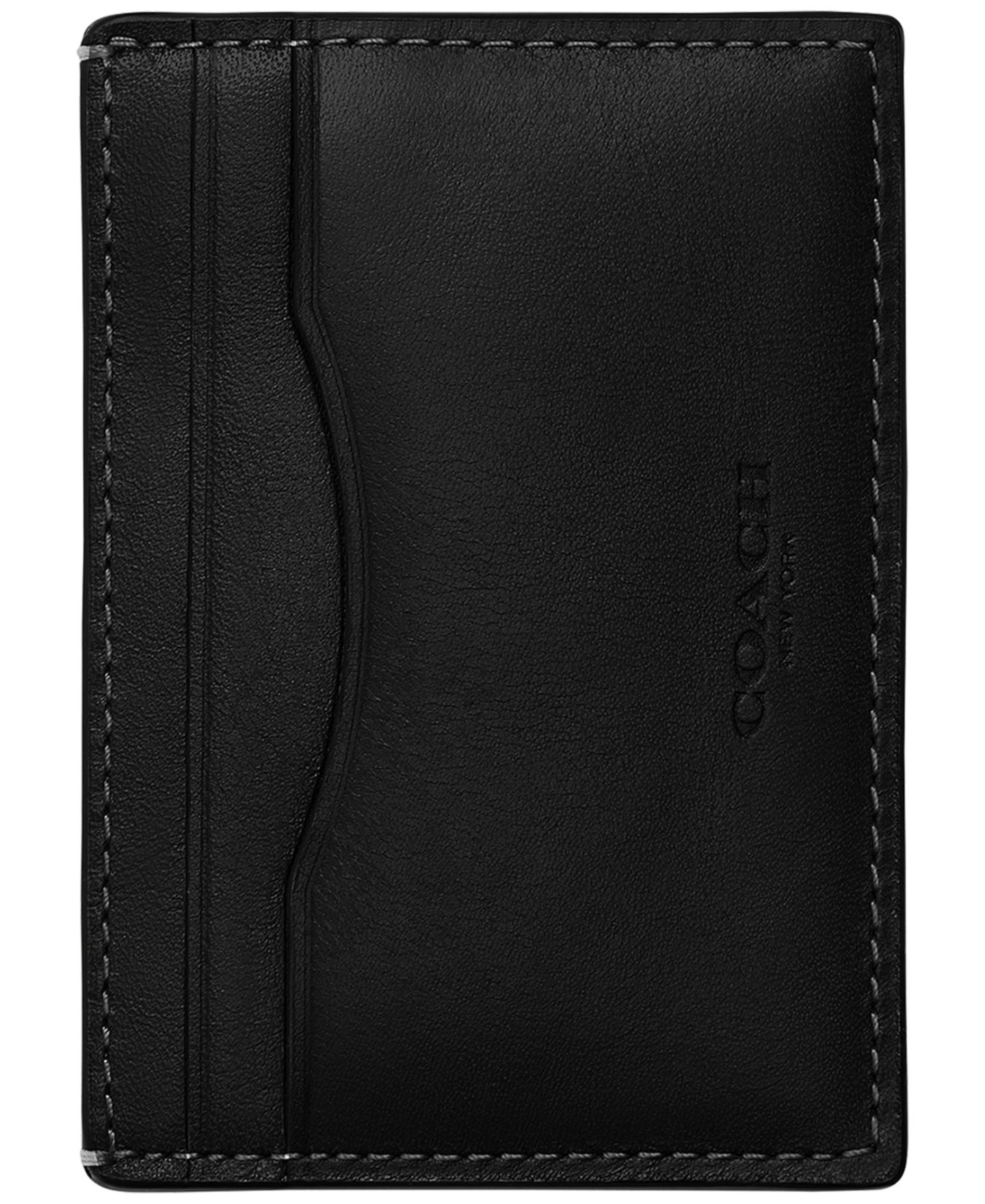 Мужской кошелёк COACH Money Clip Card Case, цвет: Чёрный — фото 1