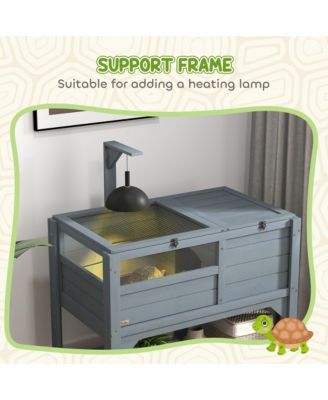 Tortoise Habitat Enclosure for Indoor W/ Shelf, Tray, Light