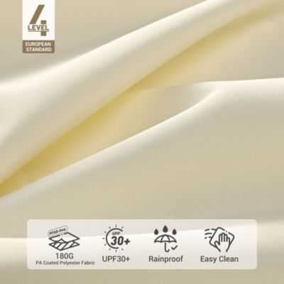 9FT Solid Wooden Outdoor Patio Umbrella Rope Pulley Lift for Deck Pool Backyard Garden Market Beach Parasol,Ivory