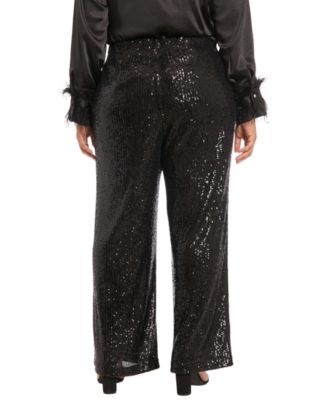 Plus Size Sequin Pull On Pants