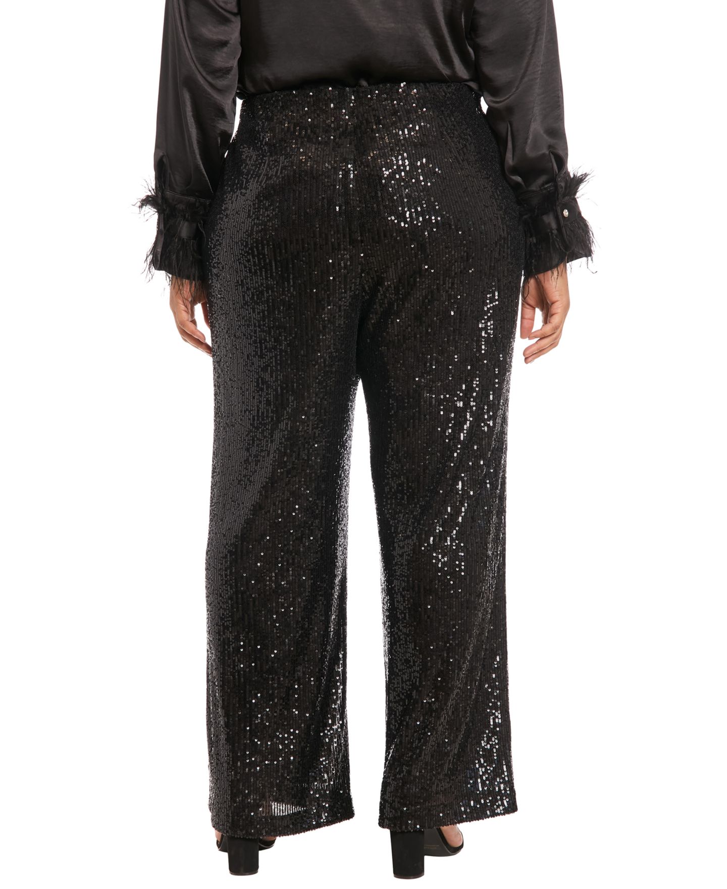 Женские брюки Muse Plus Size Sequin Pull-On, цвет: Чёрный — фото 4