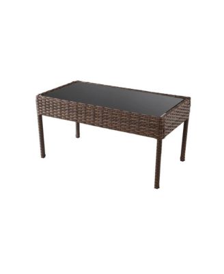 Conversation Set. Dark Brown Wicker With Beige Fabric