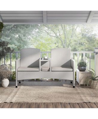 Azur Gray Metal Wicker Patio Conversation Loveseat