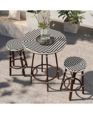 Saginaw Aluminum 3-Piece Patio Dining Table Set in Brown