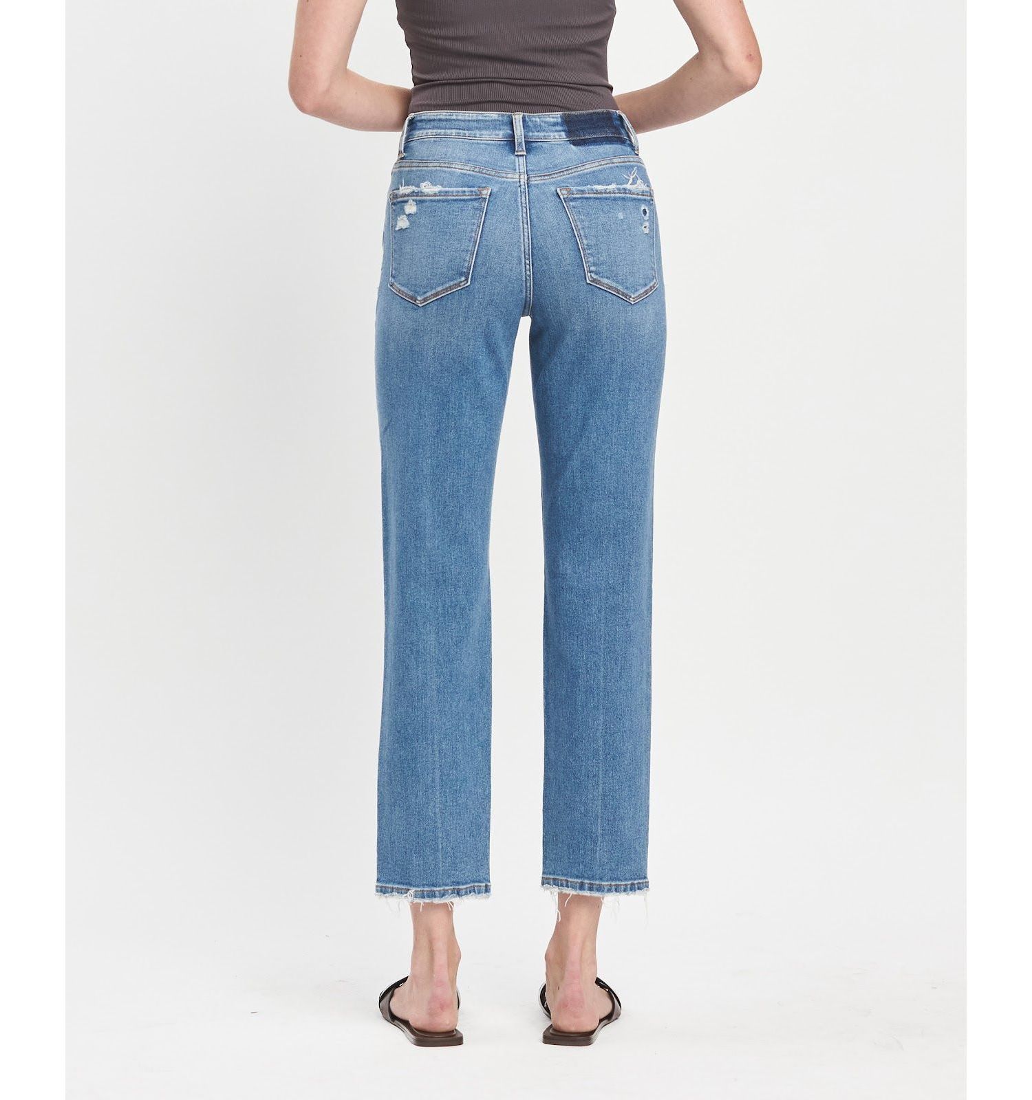 Women's High Rise Tapered Ankle Straight Jeans