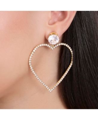 Glass Stone Heart Earrings