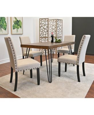 Amisos 5-Pc Dining Set, Hairpin Dining Table with 4 Chairs, Tan
