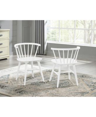 Alwynn White and Natural Wood 7-Pc Dining Set, Table with 6 Windsor Chairs