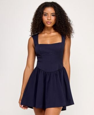 Juniors' Sleeveless Drop Waist Short Dress