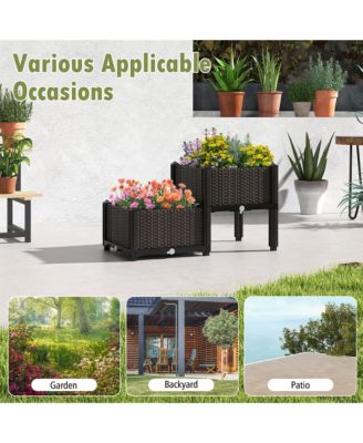 Elevated Plastic Raised Garden Bed Planter Kit Set of 2