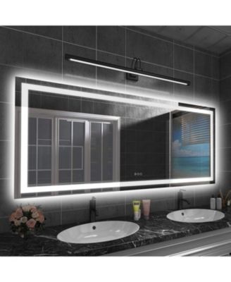 LED Bathroom Mirror, 72" x 32" with Front Light and Backlit, Stepless Dimmable Wall Mount Mirrors, Anti-Fog, Shatter-Proof, Memory, 3 Colors Lihgting, LED Vanity Mirror(Horizontal/Vertical)