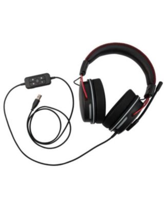Gaming 7.1 USB Headphones, Surround Sound, Comfortable Ear Cushions, Noise-Canceling Mic, LED Lights, Black Red Design, PC Gaming Accessory