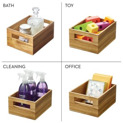 Acacia Wood Pantry Bin with Handles - Set of 4 - Natural