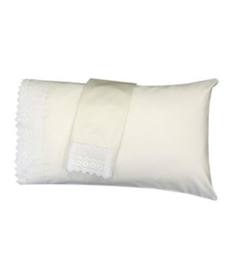 Embellished 4-Inch Lace Trim Pillowcases (Pair) Luxury 608 Thread Count - USA, Standard