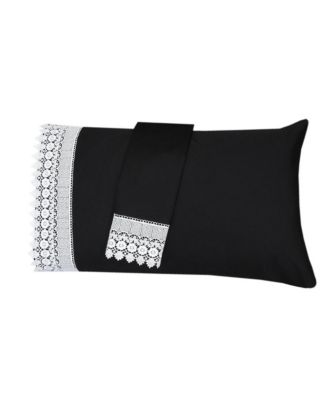 Embellished 4-Inch Lace Trim Pillowcases (Pair) Luxury 608 Thread Count - USA, Standard