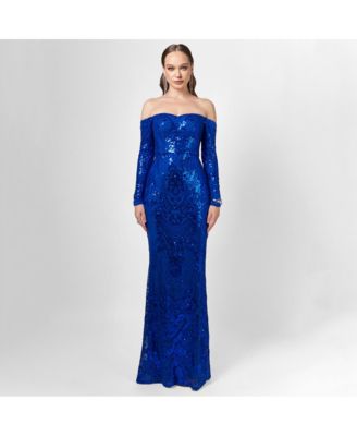 Women's Zoya Long Sleeve Sequin Gown