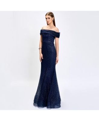 Women's Alianna Off Shoulder Glitter Gown