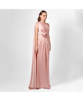 Justine One Shoulder Cape Gown
