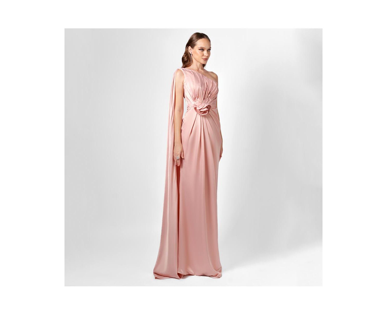 Justine One Shoulder Cape Gown