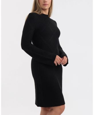 Women's Mock Neck Long Sleeve Flared Dress