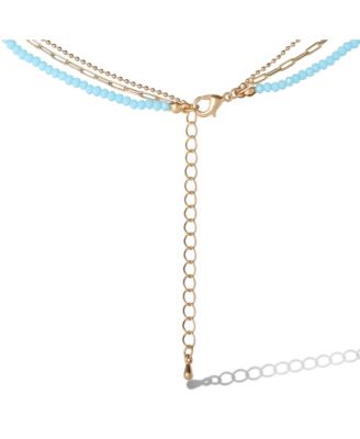 Layered Turquoise Bead & Heart Pendant Necklace