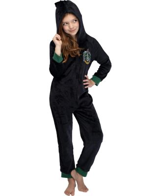 Hogwarts Houses Crest Girls' Hooded Pajama Kids Union Suit Loungewear