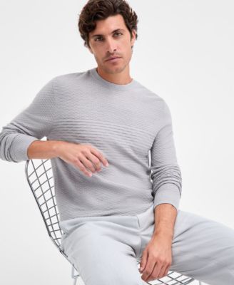 Men's Long Sleeve Textured Merino Crewneck Sweater