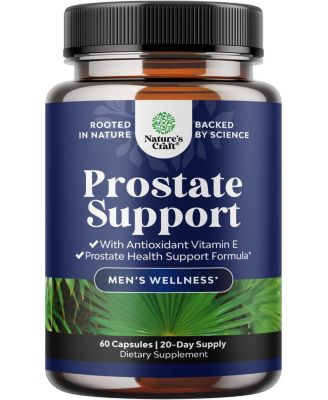 Herbal Prostate Health Supplements for Men, Beta Sitosterol Selenium Pygeum Saw Palmetto, Prostate Support & Frequent Urination, Nature's Craft, 60ct