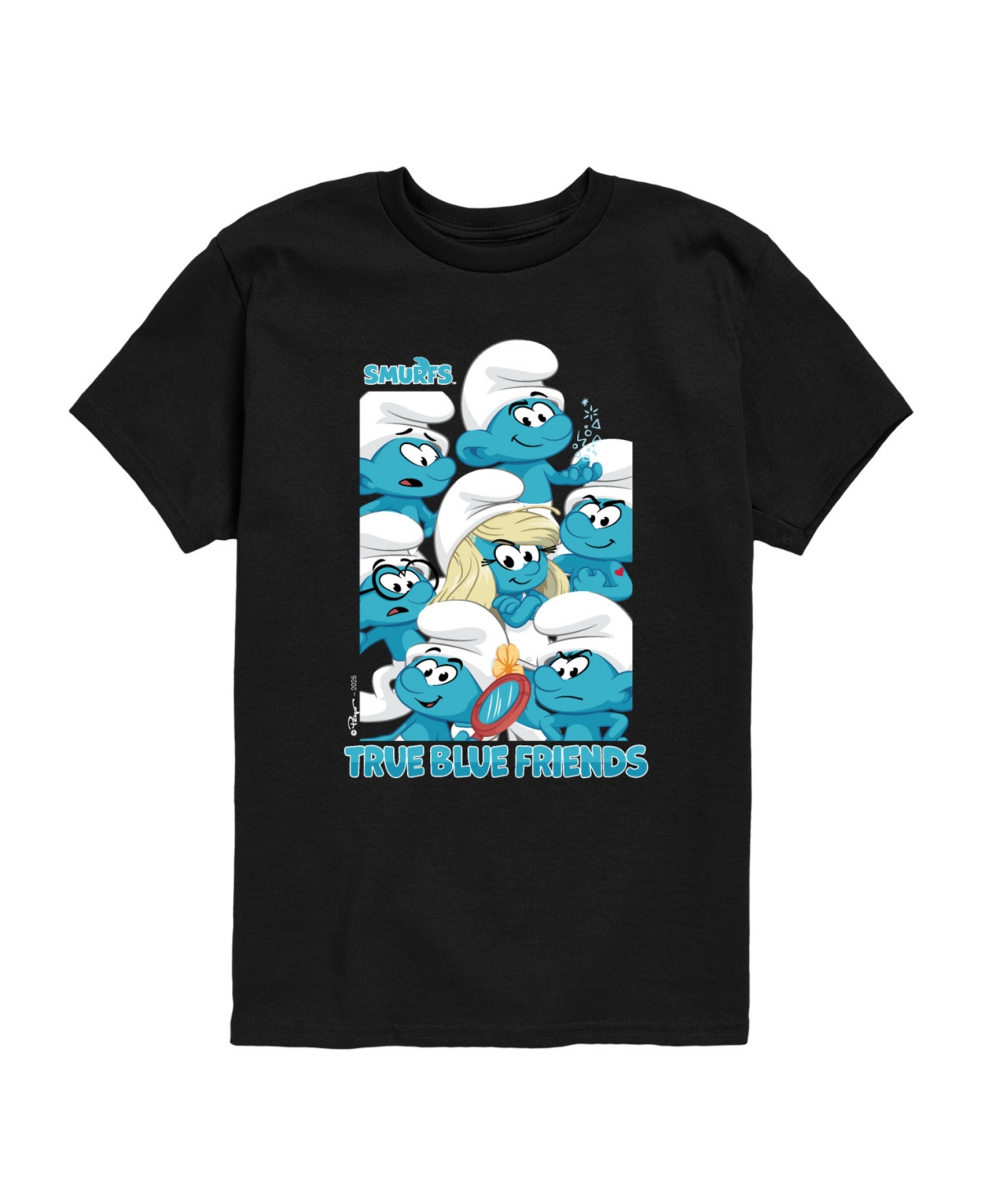 Smurfs Big Boys Group Portrait Graphic T-shirt In Black
