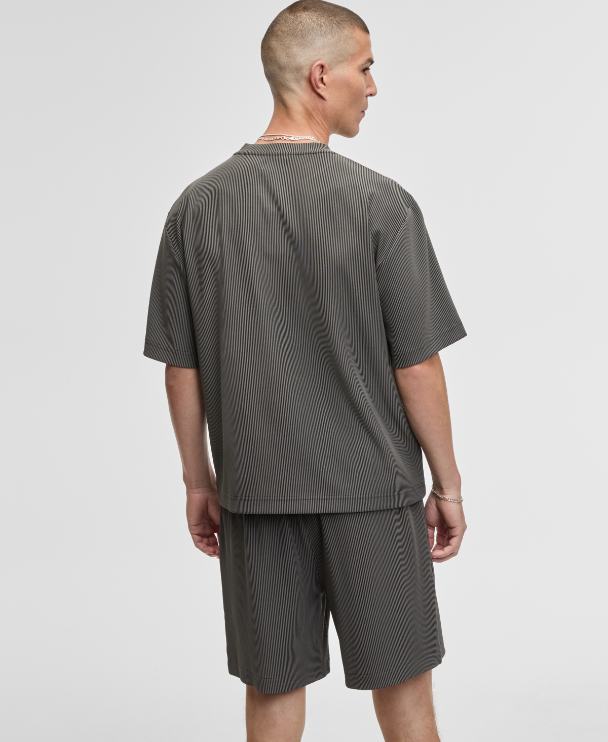 Mode Of One Men's Textured Knit Short-sleeve T-shirt, Macy's Exclusive In Gray