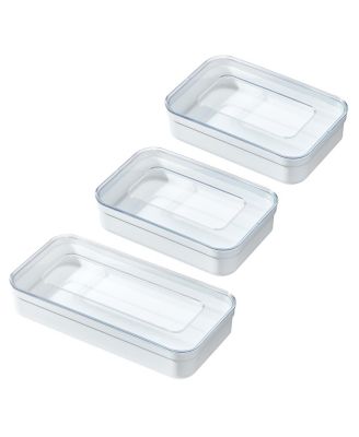 Food Bag Dispenser Organizer  - Set of 3 -White/Clear