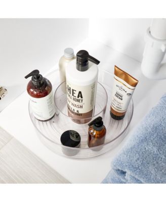 12-inch Divided Lazy Susan for Bathroom Storage - Clear