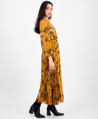 Petite Printed Pleated Maxi Dress