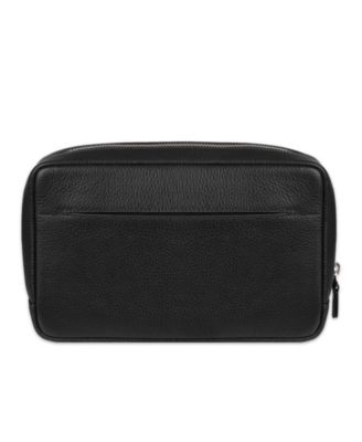 Men's Two Tone Top Zip Leather Toiletry Bag