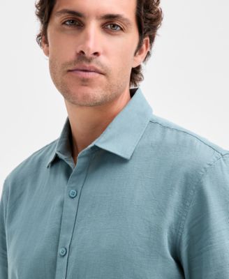 Men's Short-Sleeve Solid Textured Shirt