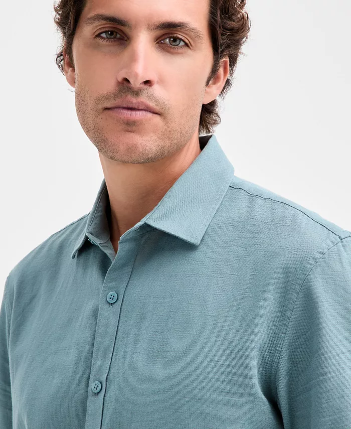 Men's Short-Sleeve Solid Textured Shirt - thumbnail 9