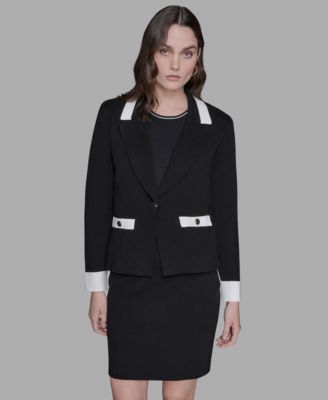 KARL LAGERFELD PARIS - Women's Cotton One-Button Knit Blazer