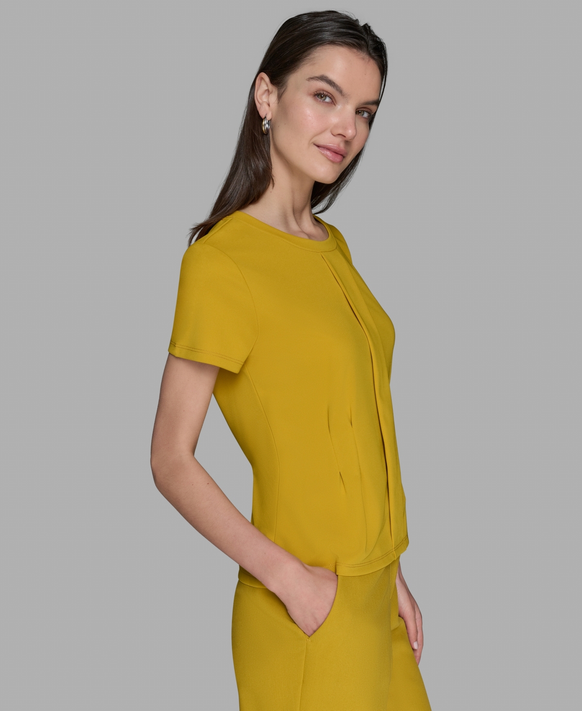 Karl Lagerfeld Women's Pleated Short-sleeve Knit Top