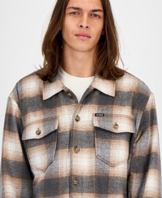 Men's Long Sleeve Check Button-Front Overshirt