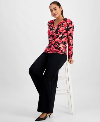 Petite Printed Zip-Front Top, Macy's Exclusive