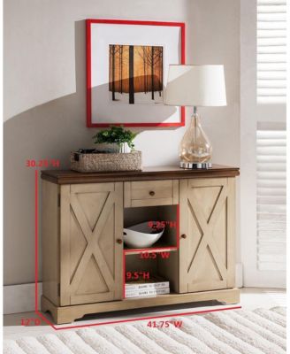 Wood Buffet Cabinet Console Table (Antique White/Walnut)