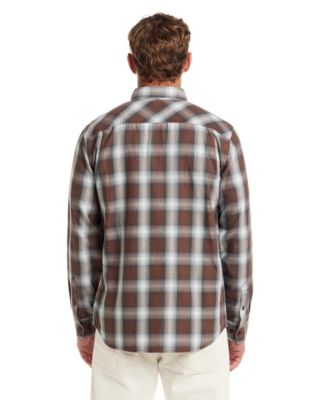Men's Long Sleeve Button-Down Burnout Plaid Flannel Shirt