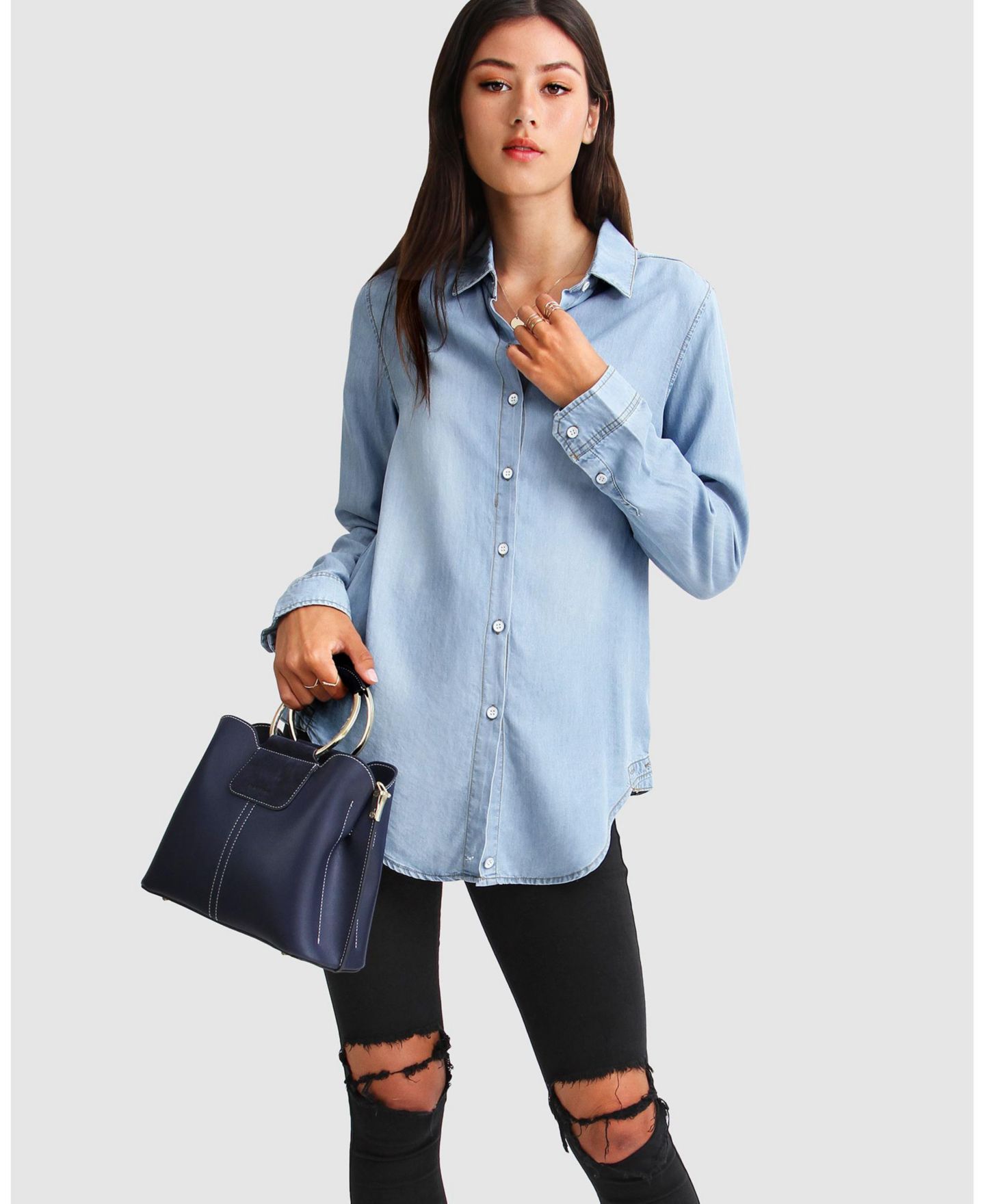 Женский топ Belle & Bloom Keep Me Wild Denim, цвет: Джинсовый синий — фото 4