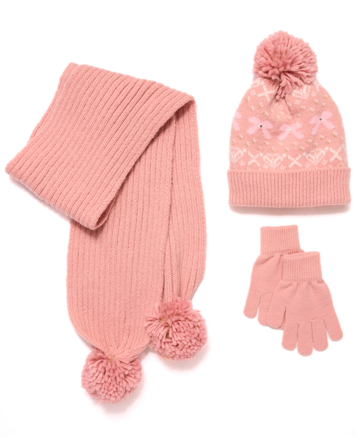 Inmocean Big Girls 3-piece Hat, Gloves, And Scarf Set In Brown
