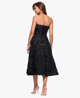 Women's Strapless Lace Midi Dress