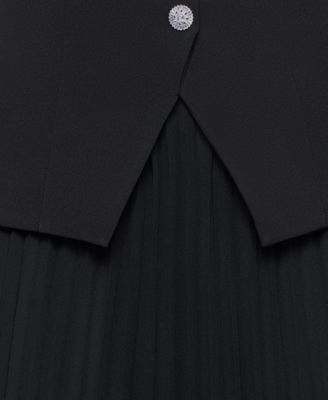 Women's Vest Style Pleated Scuba Long Dress