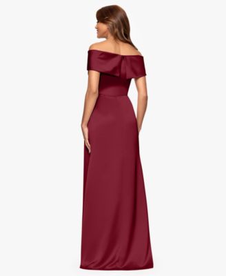 Women's Off-The-Shoulder Short Sleeve Satin Long Dress