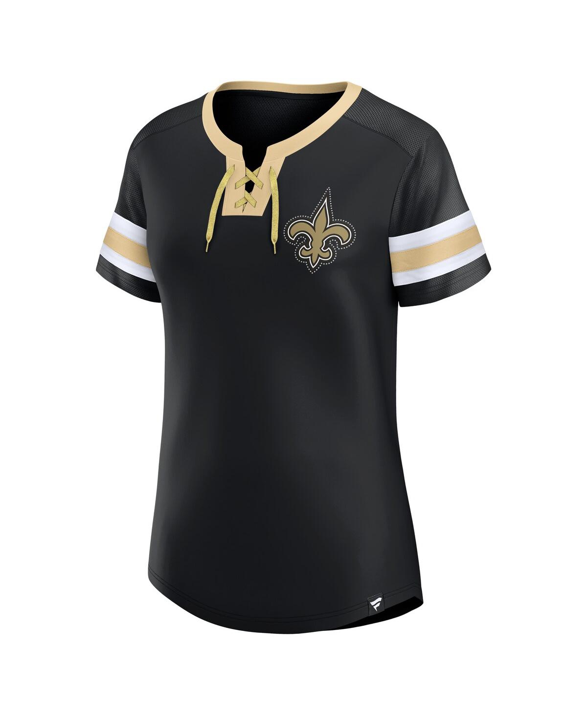 Fanatics Women's Black New Orleans Saints Bling Athena Jersey Style Lace-up T-shirt In Black